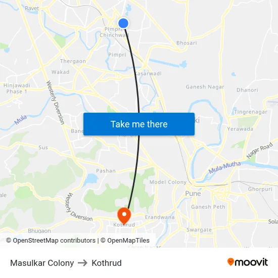 Masulkar Colony to Kothrud map