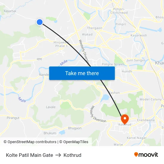 Kolte Patil Main Gate to Kothrud map