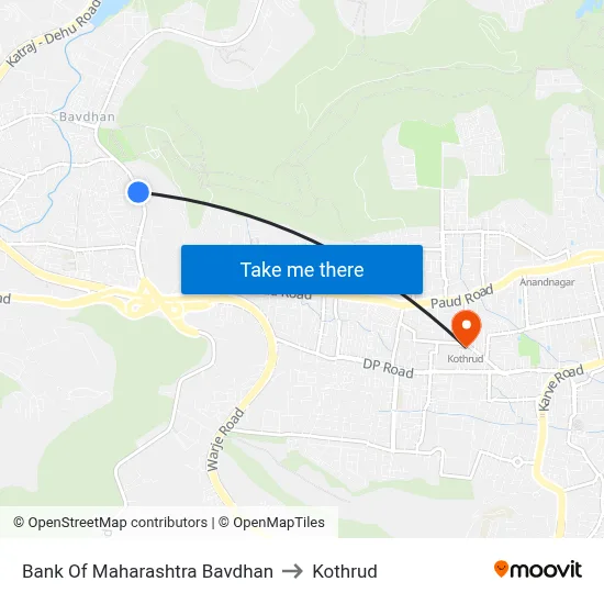 Bank Of Maharashtra Bavdhan to Kothrud map