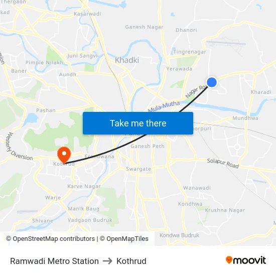 Ramwadi Metro Station to Kothrud map