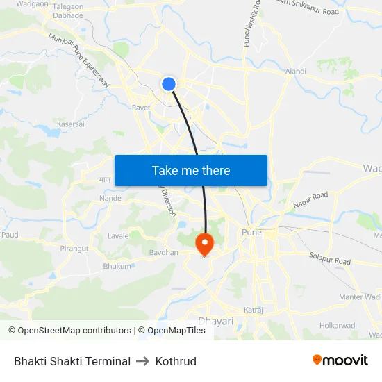 Bhakti Shakti Terminal to Kothrud map