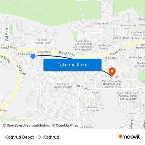 Kothrud Depot to Kothrud map
