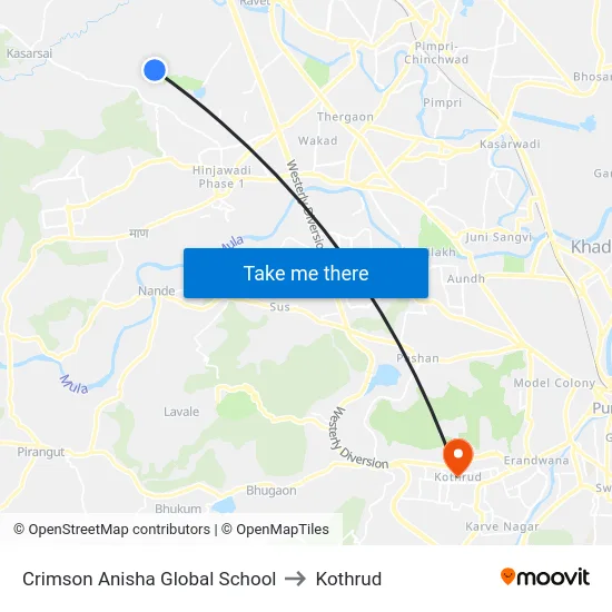 Crimson Anisha Global School to Kothrud map