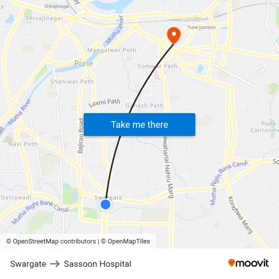 Swargate to Sassoon Hospital map