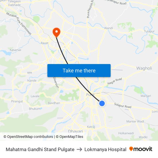 Mahatma Gandhi Stand Pulgate to Lokmanya Hospital map
