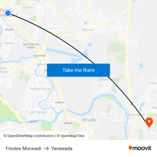 Finolex Morwadi to Yerawada map
