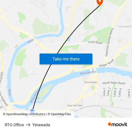 RTO Office to Yerawada map