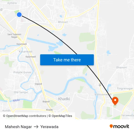 Mahesh Nagar to Yerawada map