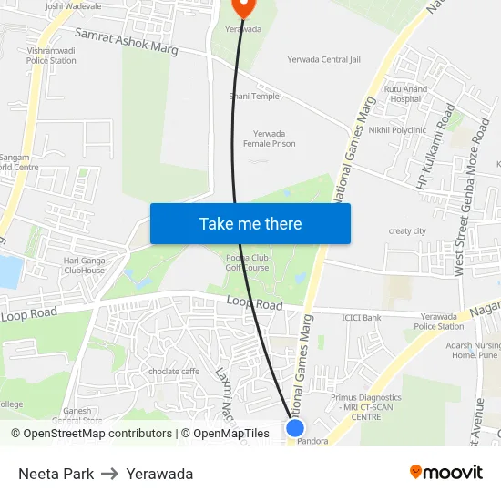 Neeta Park to Yerawada map
