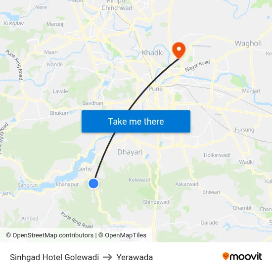 Sinhgad Hotel Golewadi to Yerawada map
