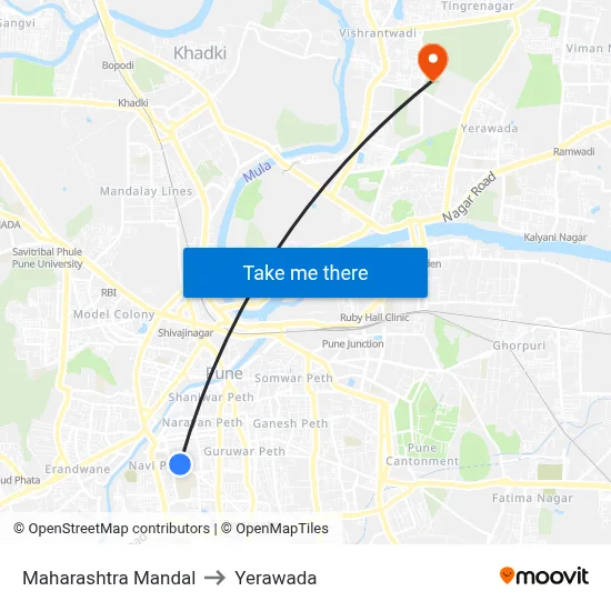 Maharashtra Mandal to Yerawada map