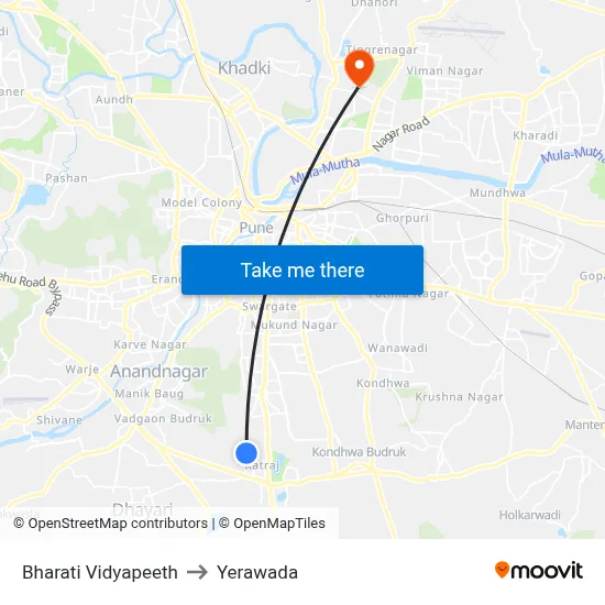 Bharati Vidyapeeth to Yerawada map