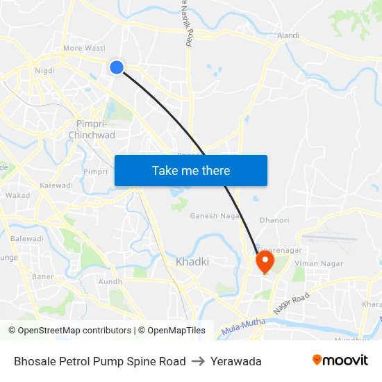 Bhosale Petrol Pump Spine Road to Yerawada map