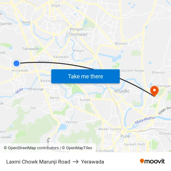 Laxmi Chowk Marunji Road to Yerawada map