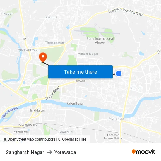 Sangharsh Nagar to Yerawada map