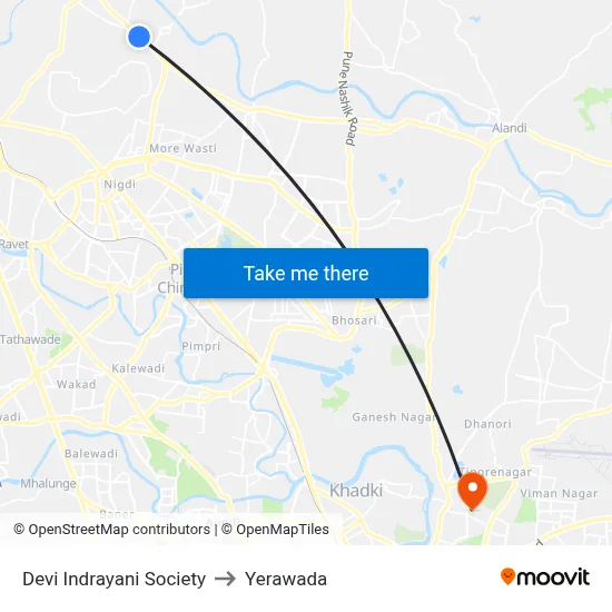 Devi Indrayani Society to Yerawada map