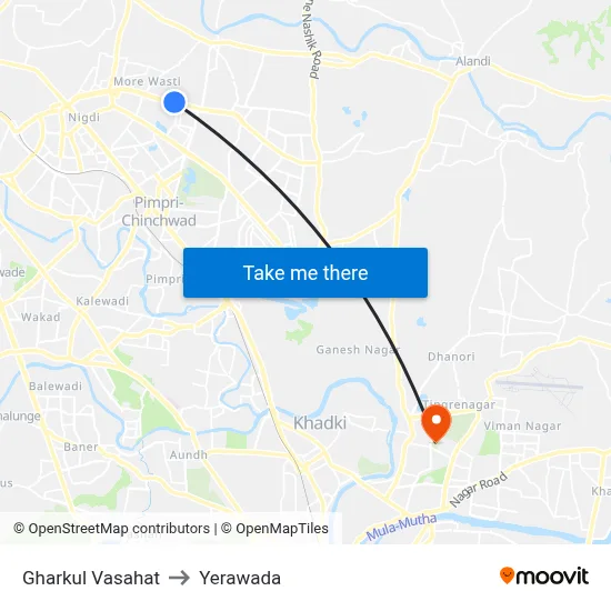 Gharkul Vasahat to Yerawada map
