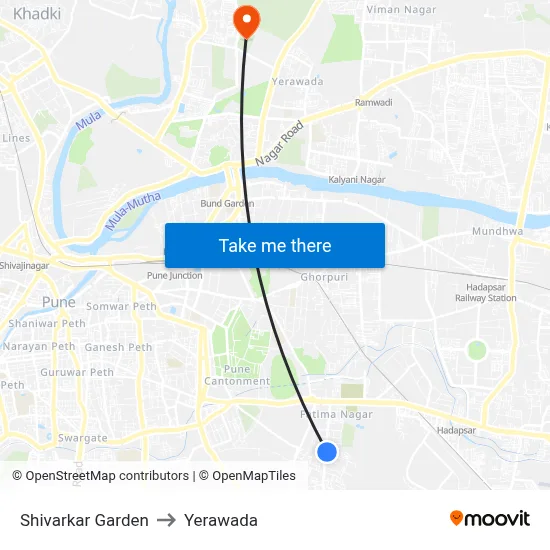 Shivarkar Garden to Yerawada map