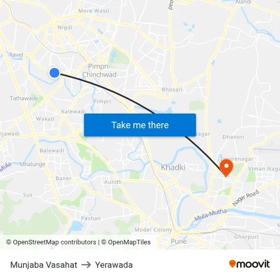 Munjaba Vasahat to Yerawada map
