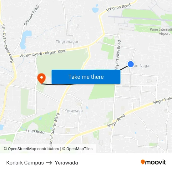 Konark Campus to Yerawada map