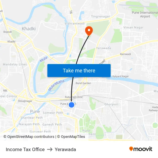 Income Tax Office to Yerawada map
