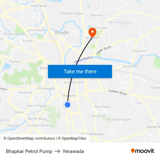 Bhapkar Petrol Pump to Yerawada map