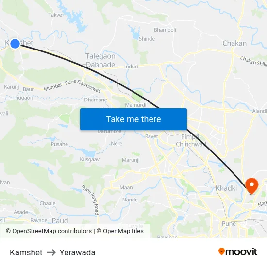 Kamshet to Yerawada map