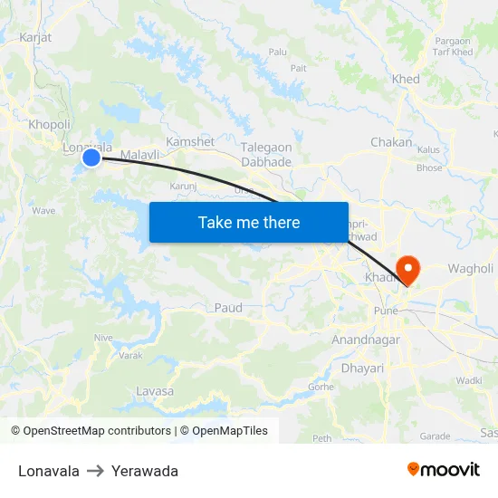 Lonavala to Yerawada map