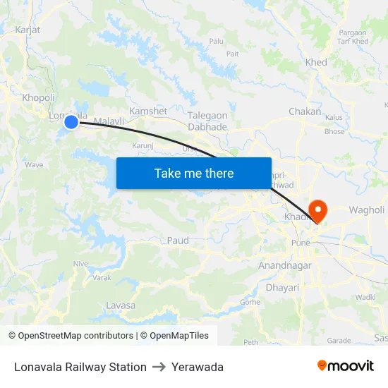 Lonavala Railway Station to Yerawada map