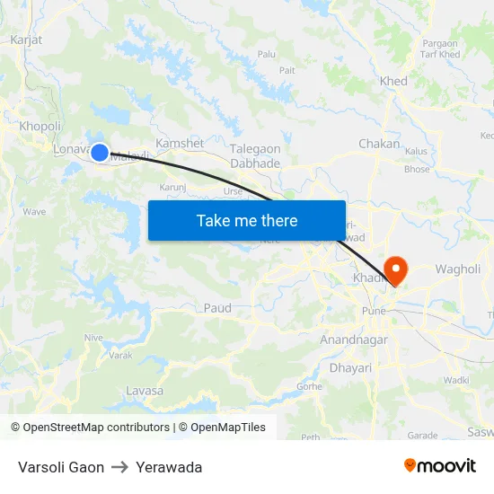 Varsoli Gaon to Yerawada map