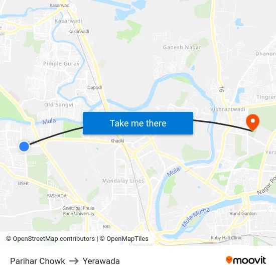 Parihar Chowk to Yerawada map
