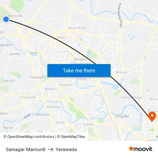 Sainagar Mamurdi to Yerawada map