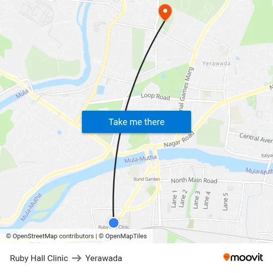 Ruby Hall Clinic to Yerawada map