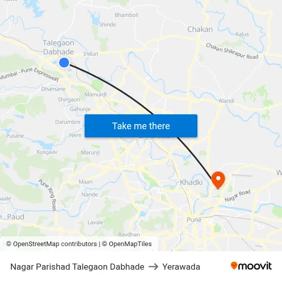 Nagar Parishad Talegaon Dabhade to Yerawada map