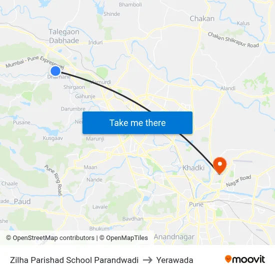 Zilha Parishad School Parandwadi to Yerawada map