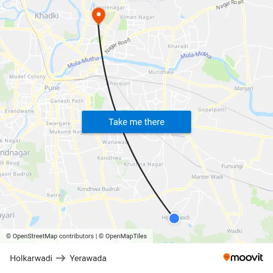 Holkarwadi to Yerawada map