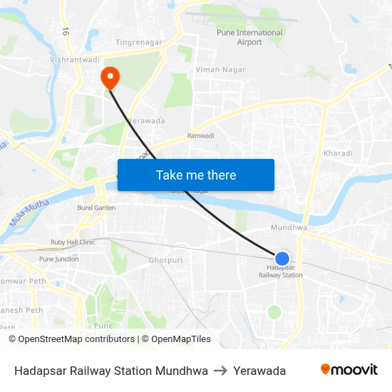 Hadapsar Railway Station Mundhwa to Yerawada map