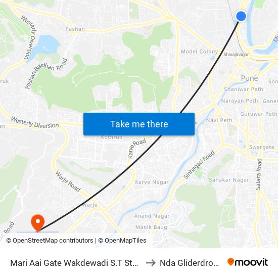 Wakdewadi S.T Stand to Nda Gliderdrome map