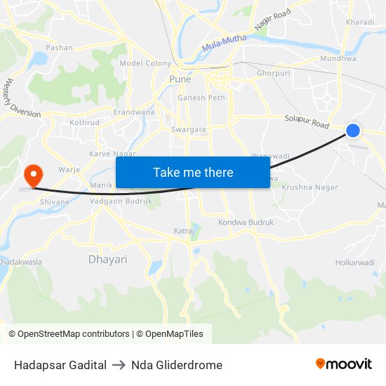 Hadapsar Gadital to Nda Gliderdrome map