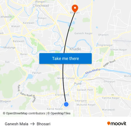 Ganesh Mala to Bhosari map