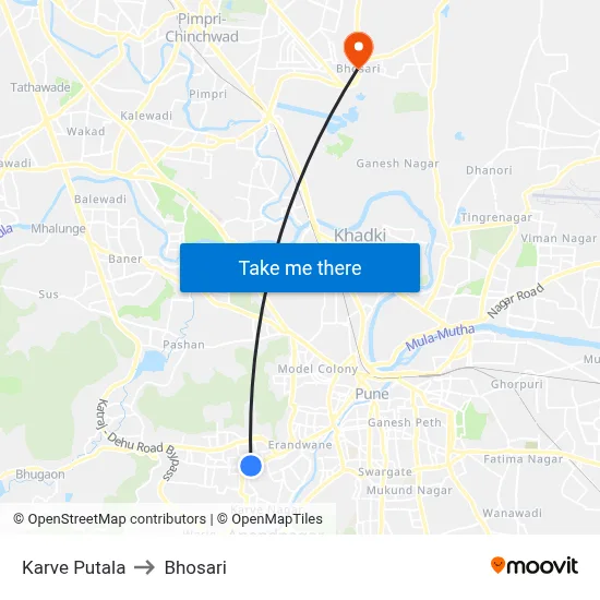 Karve Putala to Bhosari map