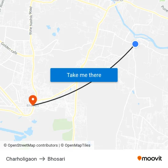Charholigaon to Bhosari map