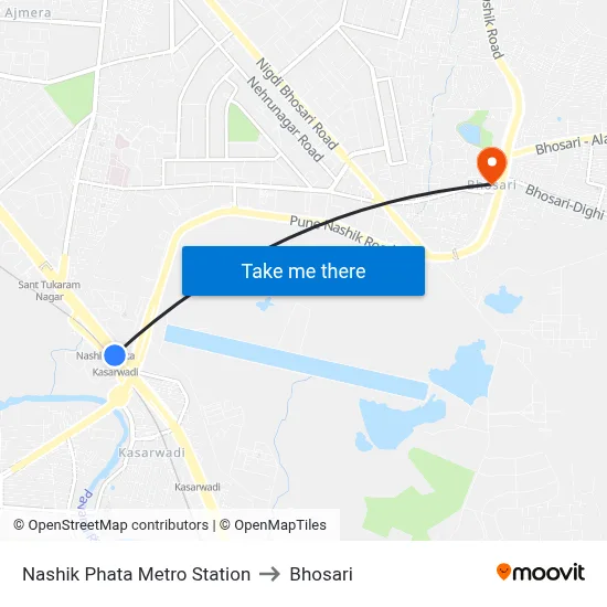 Nashik Phata Metro Station to Bhosari map
