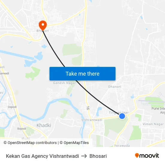 Kekan Gas Agency Vishrantwadi to Bhosari map