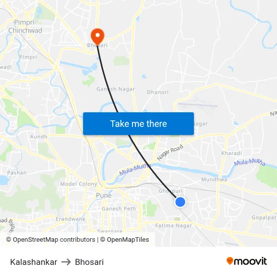 Kalashankar to Bhosari map
