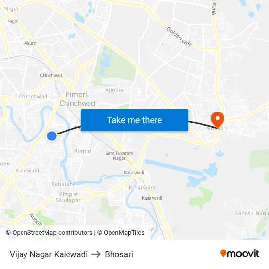 Vijay Nagar Kalewadi to Bhosari map