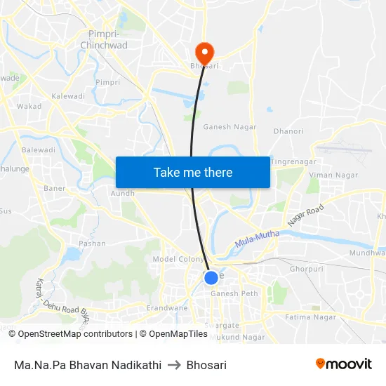 Ma.Na.Pa Bhavan Nadikathi to Bhosari map