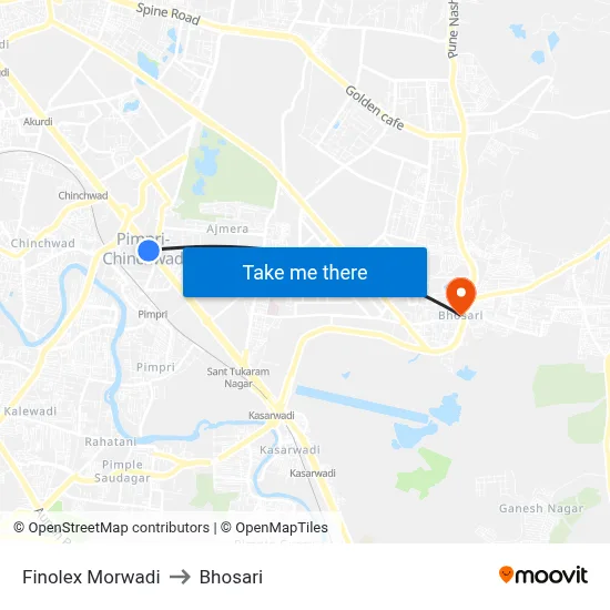 Finolex Morwadi to Bhosari map