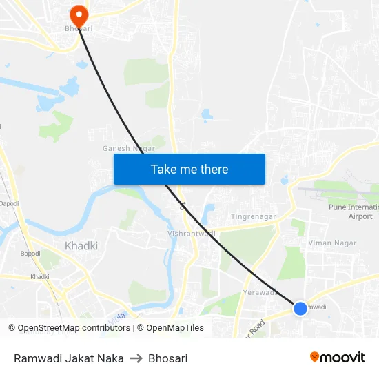 Ramwadi Jakat Naka to Bhosari map