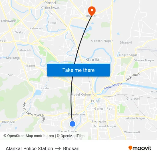Alankar Police Station to Bhosari map